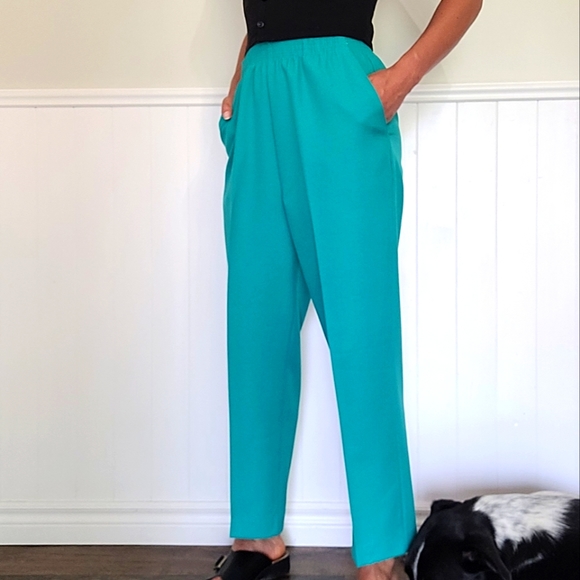 Vintage teal pleated trousers - Picture 3 of 12